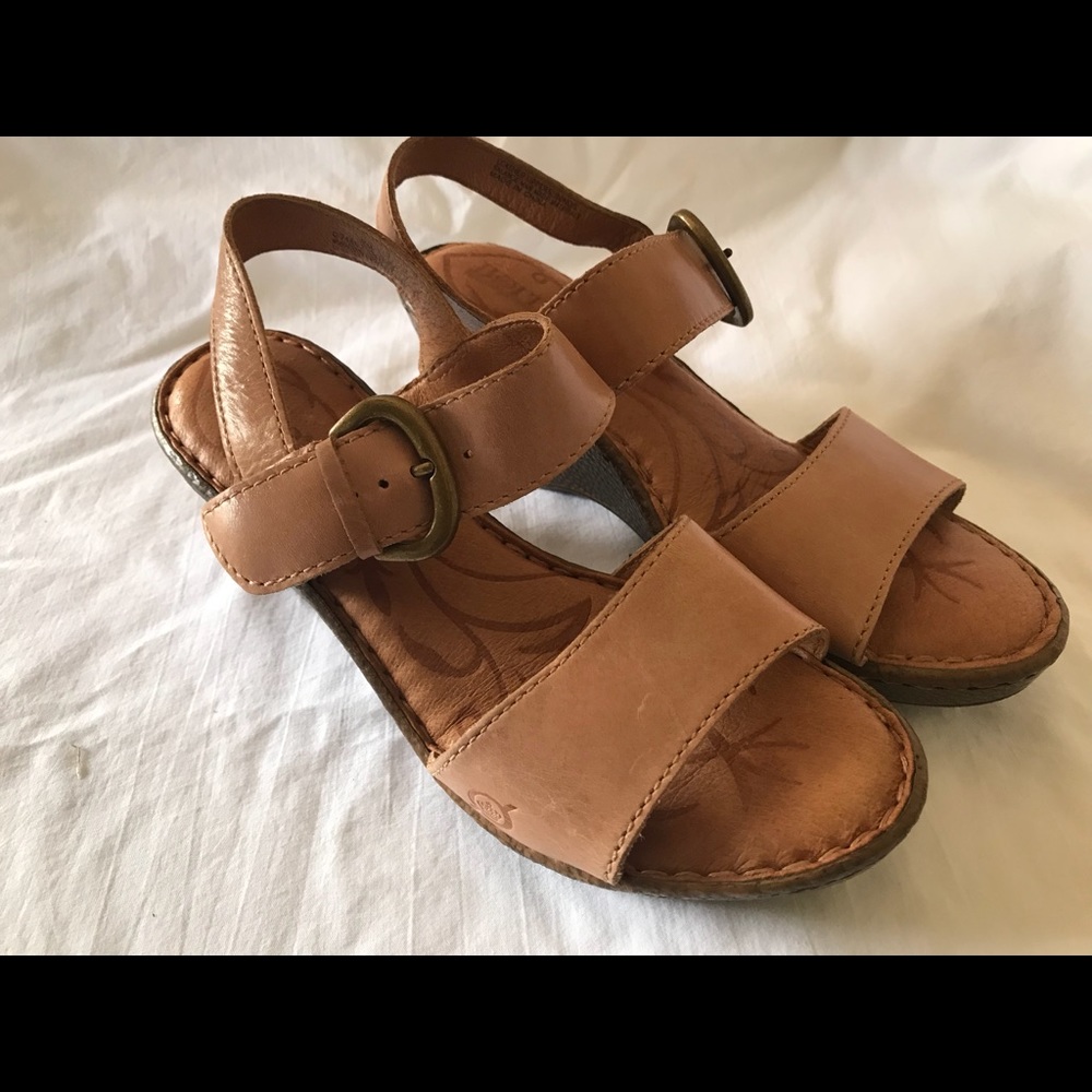 Born Leather Wedge Sandals